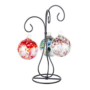 Tree Of Life 3 - 4 Inches Hand Blown Glass Balls With Stand-15 Inches Tall and 11.5 Inches Wide