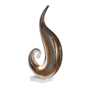 Art Glass Scroll - 15.25 Inch Decorative Sculpture