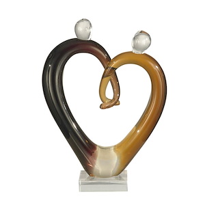 Art Glass Hearts - 11 Inch Decorative Sculpture