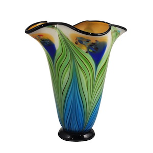 Kalmia - 12.75 Inch Hand Blown Art Glass Vase