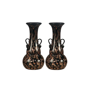 Malachi - 9.75 Inch 2-Piece Hand Blown Art Glass Vase Set