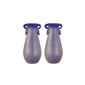 Morgana - 9 Inch 2-Piece Hand Blown Art Glass Vase Set