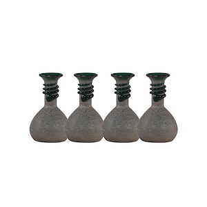 Lezzia - 5 Inch 4-Piece Hand Blown Art Glass Mini Vase Set