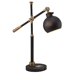 Dome - 1 Light Multi-Direction Desk Lamp With Wireless and USB Charger