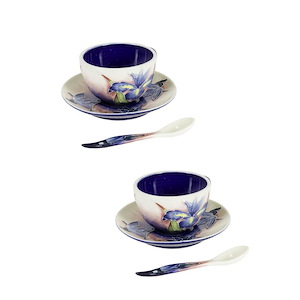 Iris - 3.5 Inch 2-Piece Hand Painted Porcelain Cup And Saucer Set - 1031519