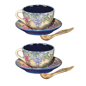 Grape Vine - 2.75 Inch 2-Piece Hand Painted Porcelain Cup And Saucer Set