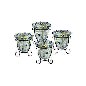Facio - 5.5 Inch 4-Piece Mosaic Candle Holder Set (Candles Not Included)