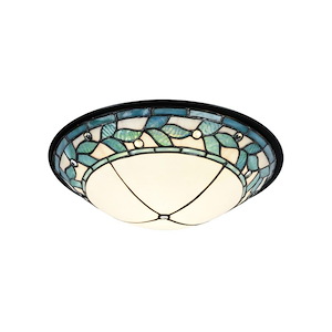 Green Leaves Dome - 15 Inch 18W 1 LED Flush Mount