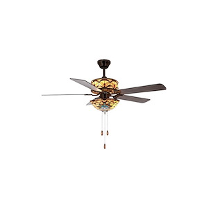 Wyndover - 5 Blade Ceiling Fan with Light Kit and Remote-33.5 Inches Tall and 50 Inches Wide