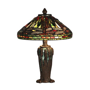 Dragonfly Jewel Tiffany - Two Light Table Lamp