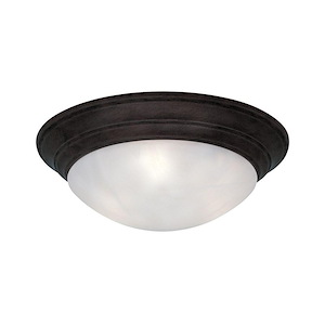 3 Light Flush Mount With Alabaster Glass Shade