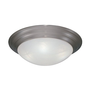 4 Light Flush Mount With Alabaster Glass Shade