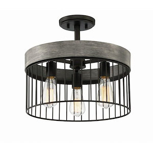 Aster - 3 Light Semi-Flush Mount-13.25 Inches Tall And 16 Inches Wide