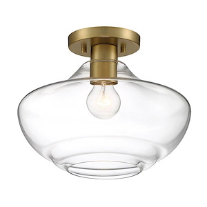 Emma - 1 Light Semi-Flush Mount In Transitional Style-9.75 Inches Tall and 12 Inches Wide
