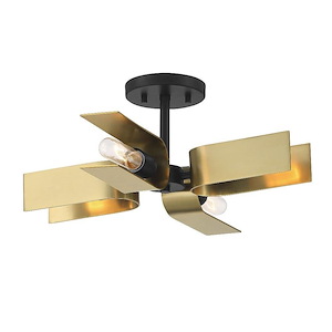U Turn - 4 Light Semi-Flush Mount In Glam Style-7.5 Inches Tall and 18.5 Inches Wide