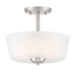 Malone - 2 Light Semi-Flush Mount In Transitional Style-10.5 Inches Tall and 12 Inches Wide