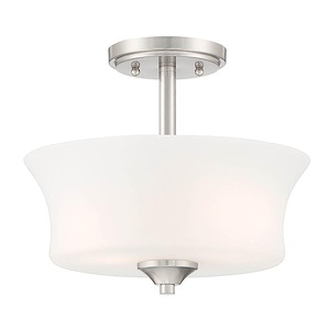 Bronson - 2 Light Semi-Flush Mount In Transitional Style-10.5 Inches Tall and 12 Inches Wide