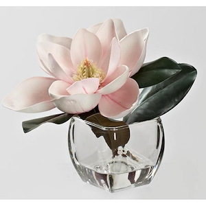 Eva Magnolia Stems - Square Vase-11 Inches Tall and 8 Inches Wide