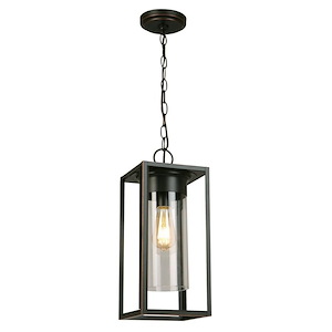 Walker Hill - 1-Light Outdoor Pendant - Oil Rubbed Bronze - Clear Glass - 18 Inches