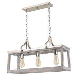 Montrose - 3-Light Linear Pendant - Acacia Wood And Brushed Nickel - 692683