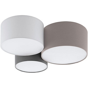 Ceiling Lights - 3-Light Ceiling Light - Taupe - White - And Grey Shades