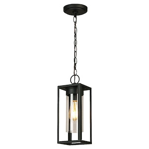 Walker Hill - 1-Light Outdoor Pendant - Oil Rubbed Bronze - Clear Glass - 15 Inches