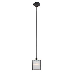 Henessy - 1-Light Mini Pendant - Brushed Nickel And Black - Reeded Glass - 819869