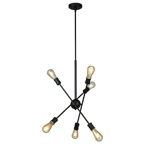 Etris Row - 6-Light Open Bulb Pendant - Black - 1221379