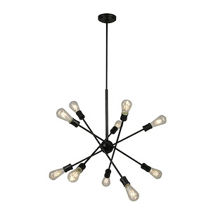 Etris Row - 10 Light Open Bulb Pendant - Black