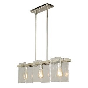 Wolter - 3-Light Multi Light Linear Pendant - Polished Nickel - Clear Hand Sculpted Glass