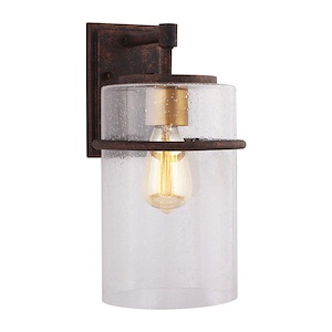 Brandel - 1 Light Outdoor Wall Sconce - Rust - Clear Seedy - 8 Inches