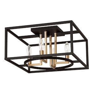 Mundazo - 4 Light Ceiling Light - Black and Brushed Gold - 15 Inches - 977103