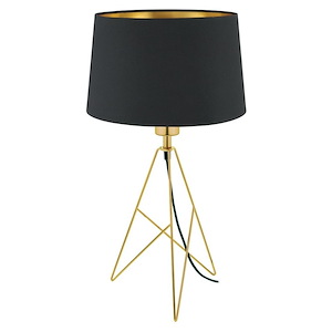 Camporale - 1-Light Table Lamp - Gold Finish - Black Exterior Gold Interior Fabric Shade