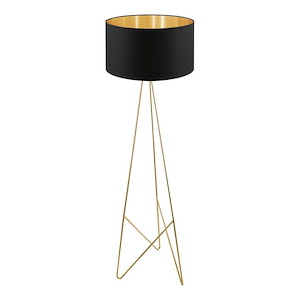 Camporale - 1-Light Floor Lamp - Gold Finish - Black Exterior-Gold Interior Fabric Shade