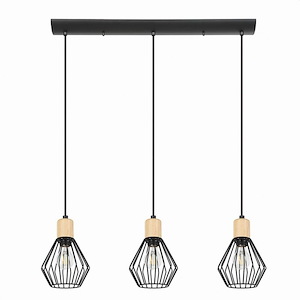 Palmorla - 3 Light Pendant In Transitional Style-8.5 Inches Tall and 2 Inches Wide