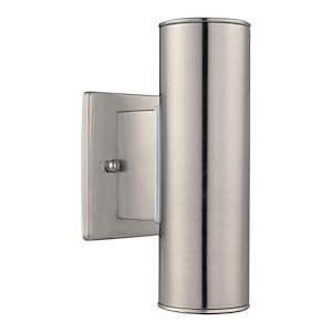Riga - 2-Light Outdoor Sconce - Stainless Steel Finish - Clear Shade