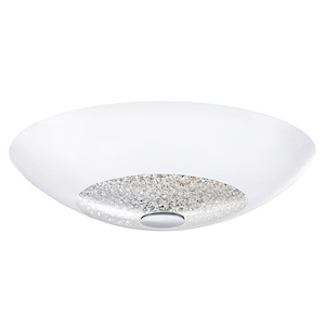 Ellera - 3-Light Ceiling Light - Chrome - White Coated Glass - Clear Crystals - 17 Inches - 1221567