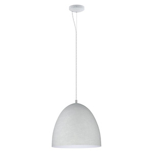 Sariabia - 1-Light Bowl Pendant - Grey Finish - Grey Exterior-White Interior Metal Shade