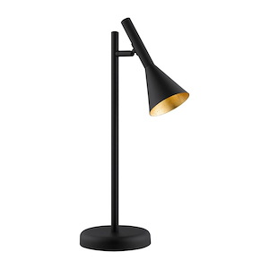 Cortaderas - 1-Light Table Lamp - Black Finish - Black Exterior Gold Interior Shade