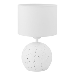 Montalbano - 1-Light Table Lamp - Round Base - White Finish - White Fabric Shade