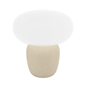 Cahuama - 1-Light Table Lamp - Light Brown Base - White Opal Glass Shade
