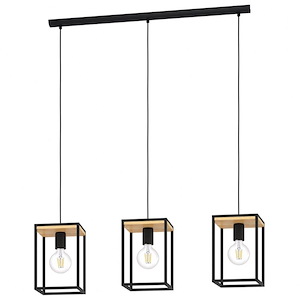 Libertad - 3 Light Linear Pendant-10.25 Inches Tall and 7.1 Inches Wide