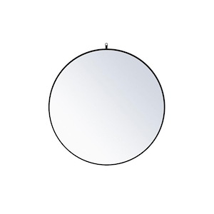 Rowan - Round Mirror with Decorative Hook In Mid-Century Modern Style-39 Inches Tall and 1 Inches Wide - 1302027