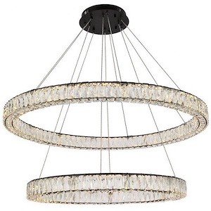 Monroe - 2 LED Round Pendant In Modern Style-11 Inches Tall and 42 Inches Wide