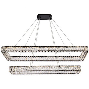 Monroe - 2 LED Rectangular Pendant In Modern Style-12 Inches Tall and 19 Inches Wide