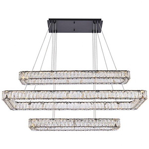 Monroe - 3 LED Rectangular Pendant In Modern Style-21 Inches Tall and 19 Inches Wide