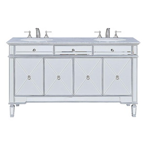 Camille - 60 Inch 1 Drawer Double Rectangle Bathroom Vanity Sink Set - 617276
