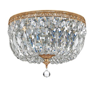 3 Light Flush Mount In Traditional and Crystal Style-7 Inches Tall and 12 Inches Wide