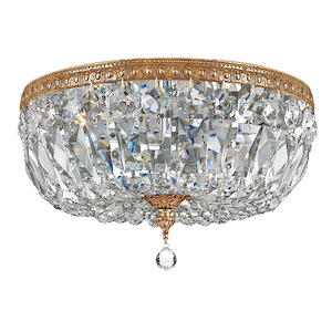 3 Light Flush Mount In Traditional and Crystal Style-7.5 Inches Tall and 14 Inches Wide