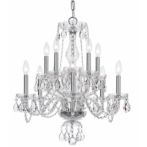 10 Light Chandelier In Traditional And Crystal Style-25 Inches Tall And 23 Inches Wide